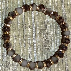 Elegant Gold and Brown Faceted Beaded Bracelet